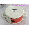 Enamelware soup pan pot with enamel handle and lid plastic knob with full decal